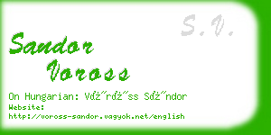 sandor voross business card